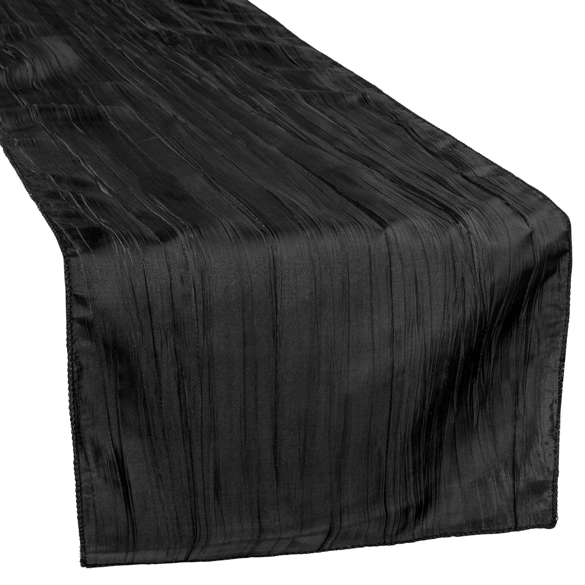 Accordion Crinkle Taffeta Table Runner - Black
