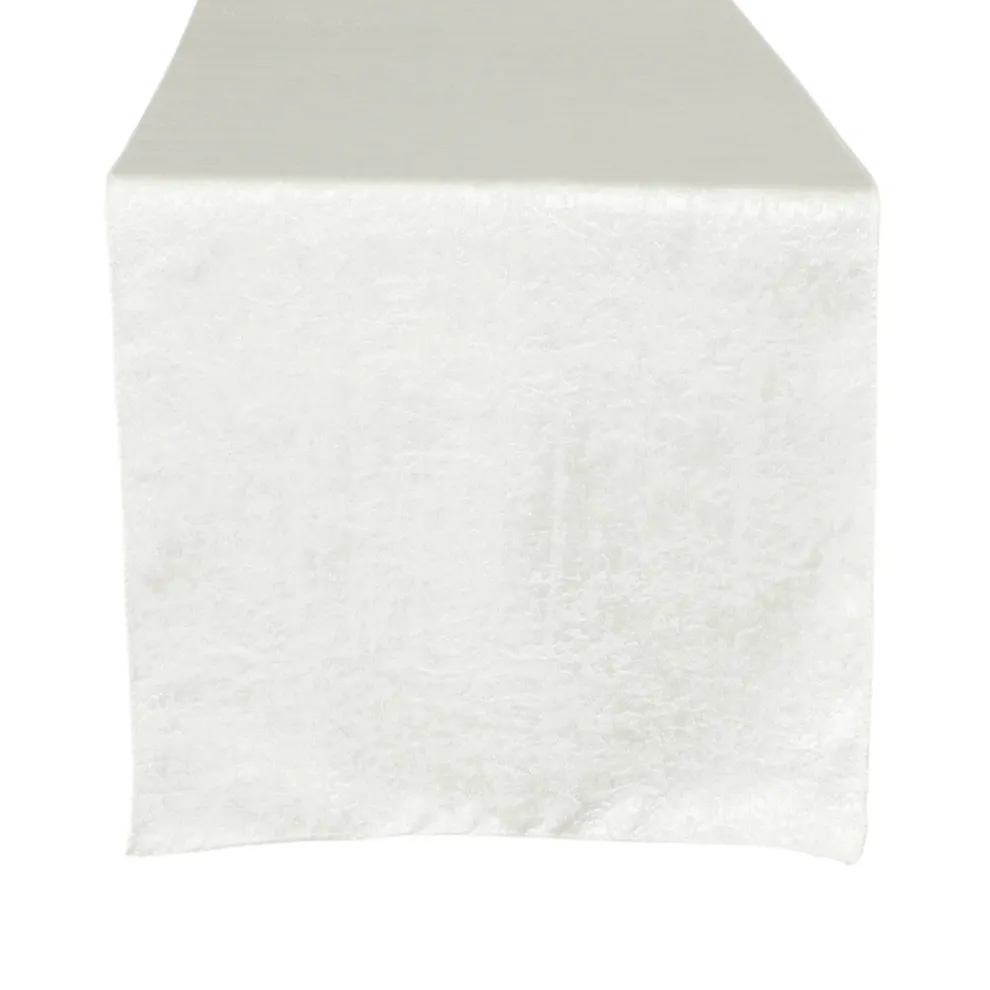 Crinkle Shimmer Table Runner - Light Ivory/Off White