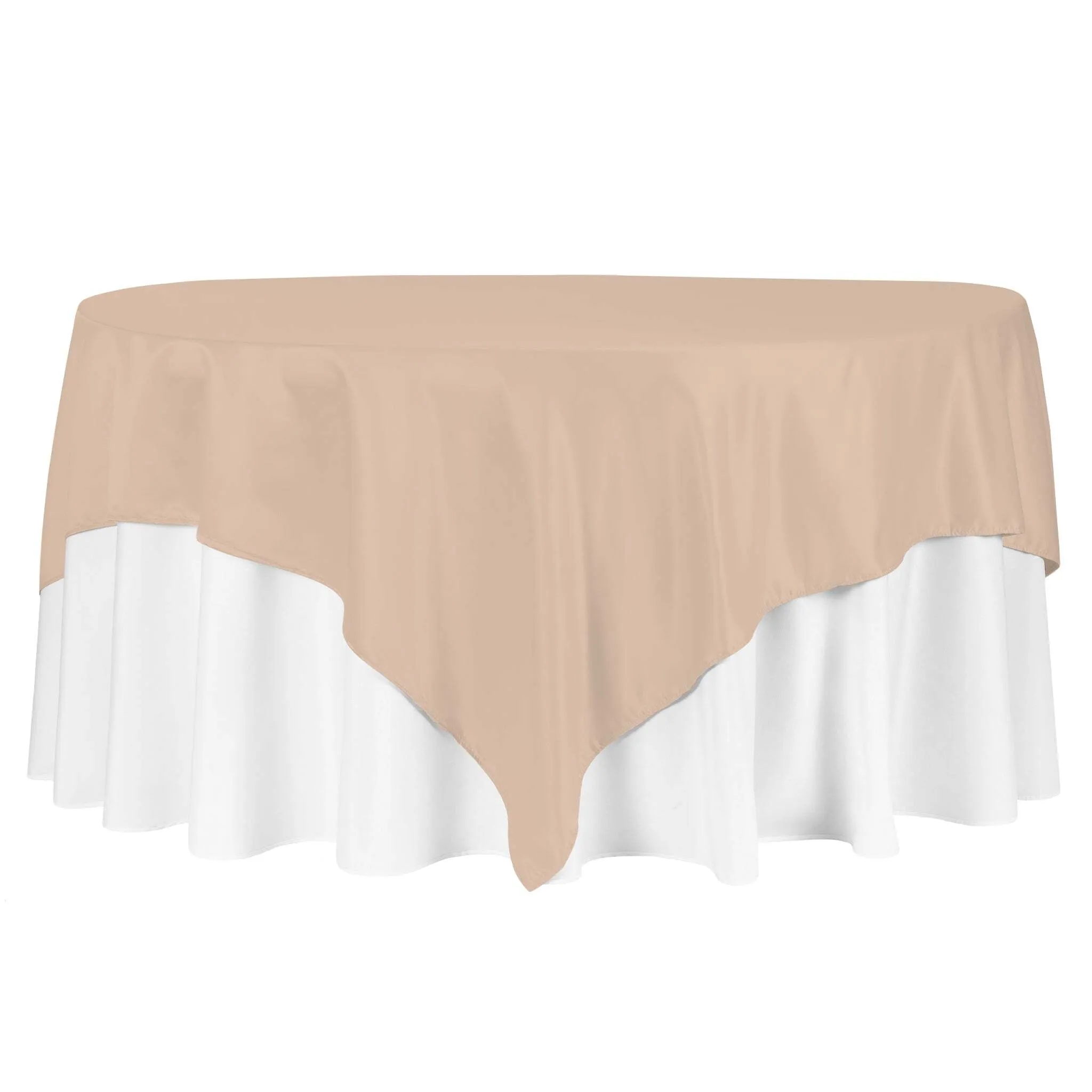 Square 90"x90" Lamour Satin Table Overlay - Champagne