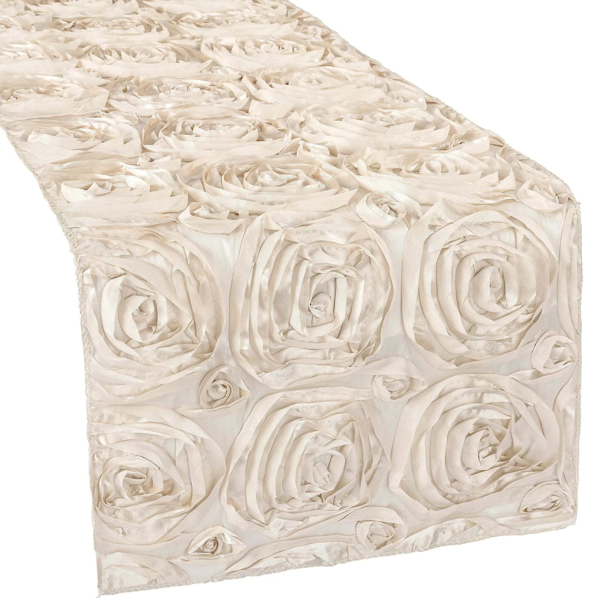 Wedding Rosette Satin Table Runner - Champagne