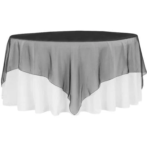 Organza 90"x90" Square Table Overlay - Black