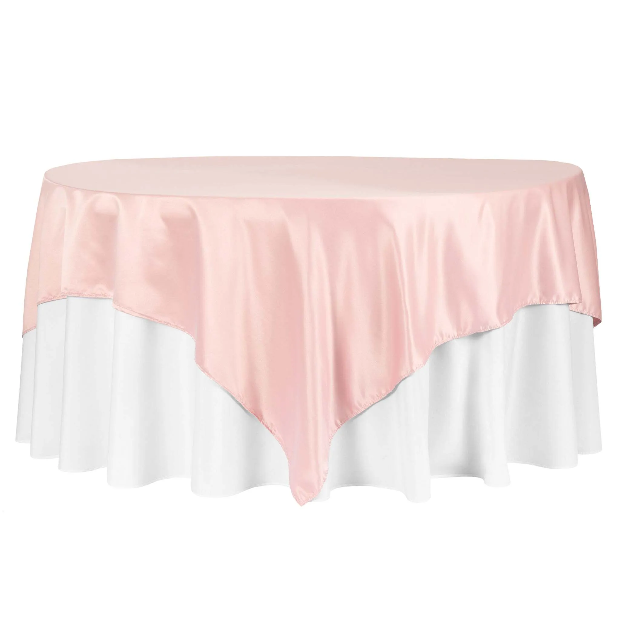 Square 90"x90" Lamour Satin Table Overlay - Dusty Rose/Mauve