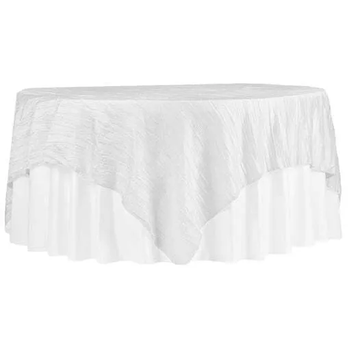 Accordion Crinkle Taffeta Table Overlay Topper 85"x85" Square - White