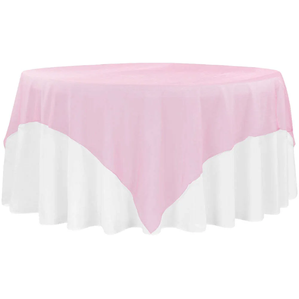 Organza 90"x90" Square Table Overlay - Pink