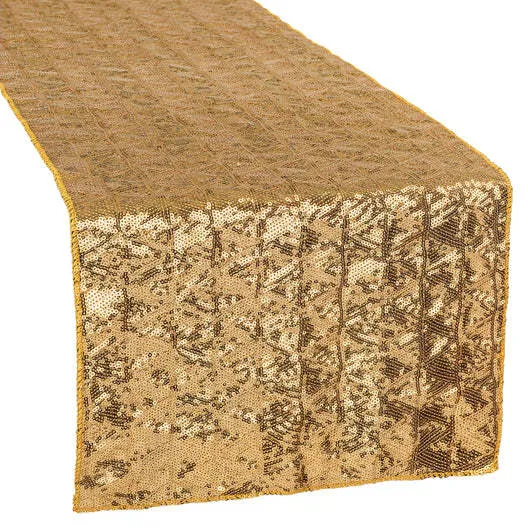 Diamond Glitz Sequin Table Runner - Gold