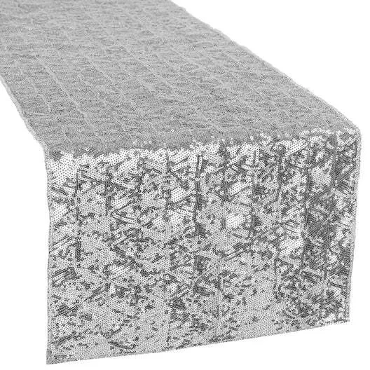 Diamond Glitz Sequin Table Runner - Silver
