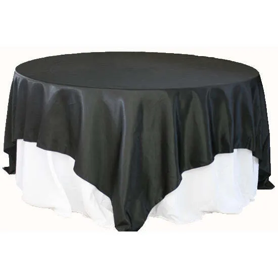 Square 90"x90" Satin Table Overlay - Black