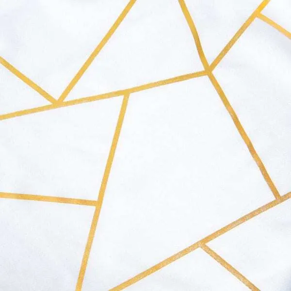 8' GOLD FOIL WHITE Rectangular Linen