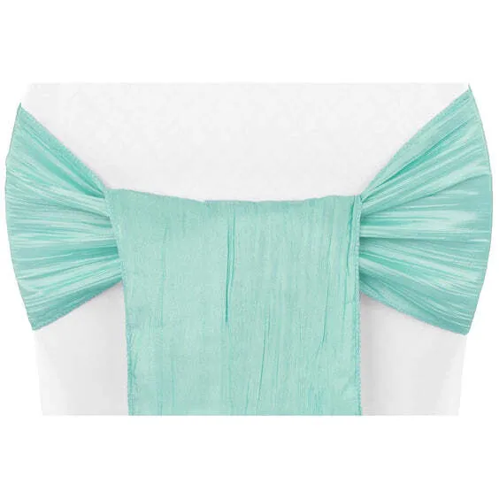 Accordion Crinkle Taffeta Chair Sash - Turquoise