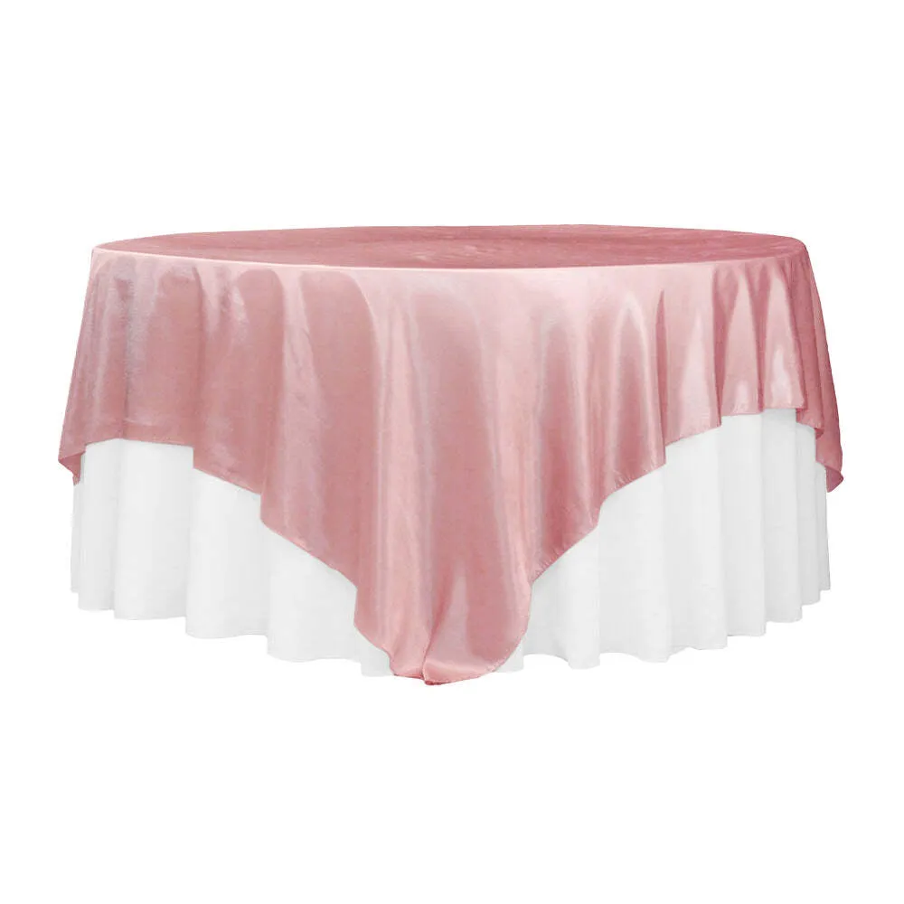 Square 90"x90" Satin Table Overlay - Dusty Rose/Mauve