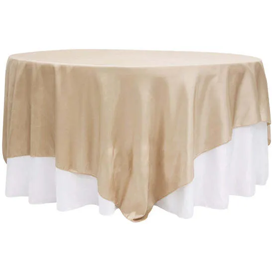 Taffeta Table Overlay Topper 90"x90" Square - Champagne