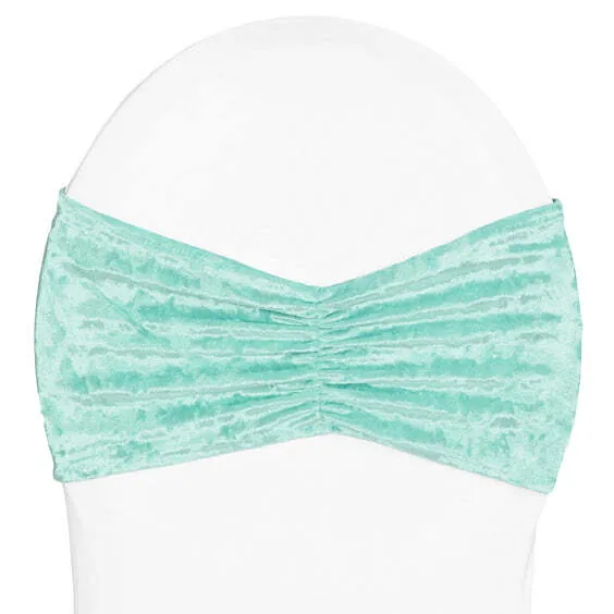 Velvet Ruffle Stretch Chair Band - Light Turquoise