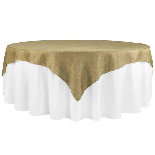 Faux Burlap Table Overlay Topper/Tablecloth 85"x85" Square - Natural Tan