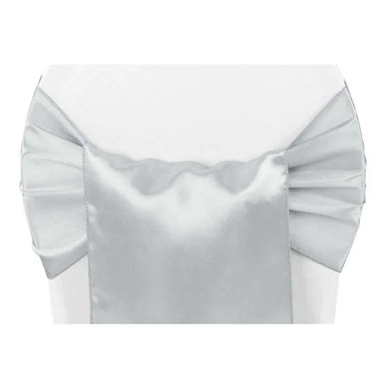 Wide Satin Chair Sash - Silver