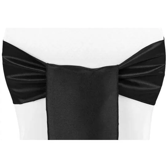 Taffeta Chair Sash/Tie - Black
