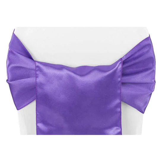 Wide Satin Chair Sash - Purple
