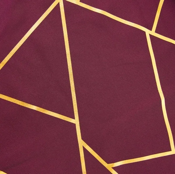 6' GOLD FOIL BURGUNDY Rectangular Linen
