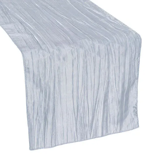 Accordion Crinkle Taffeta Table Runner - Dusty Blue