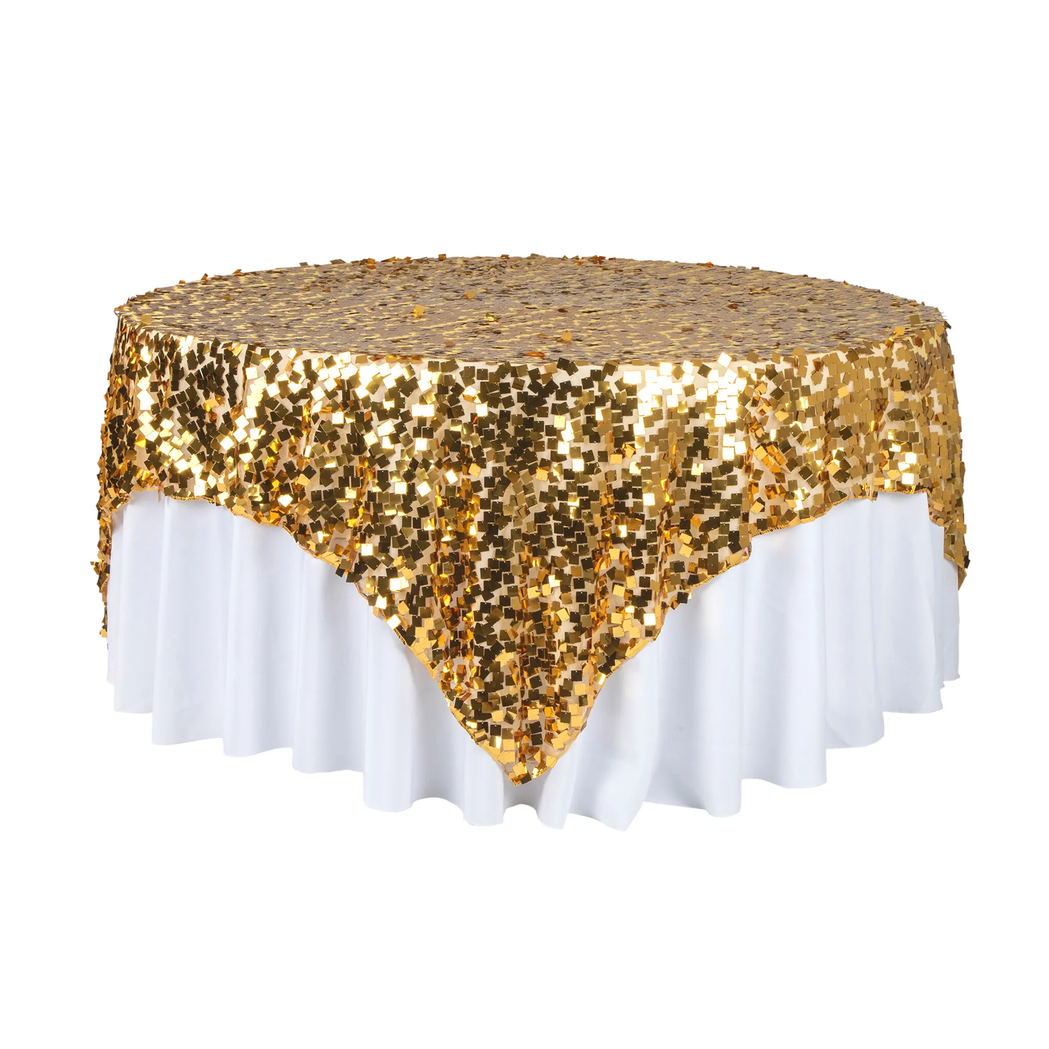 Square Payette Sequin Table Overlay Topper 90"x90" Square - Gold
