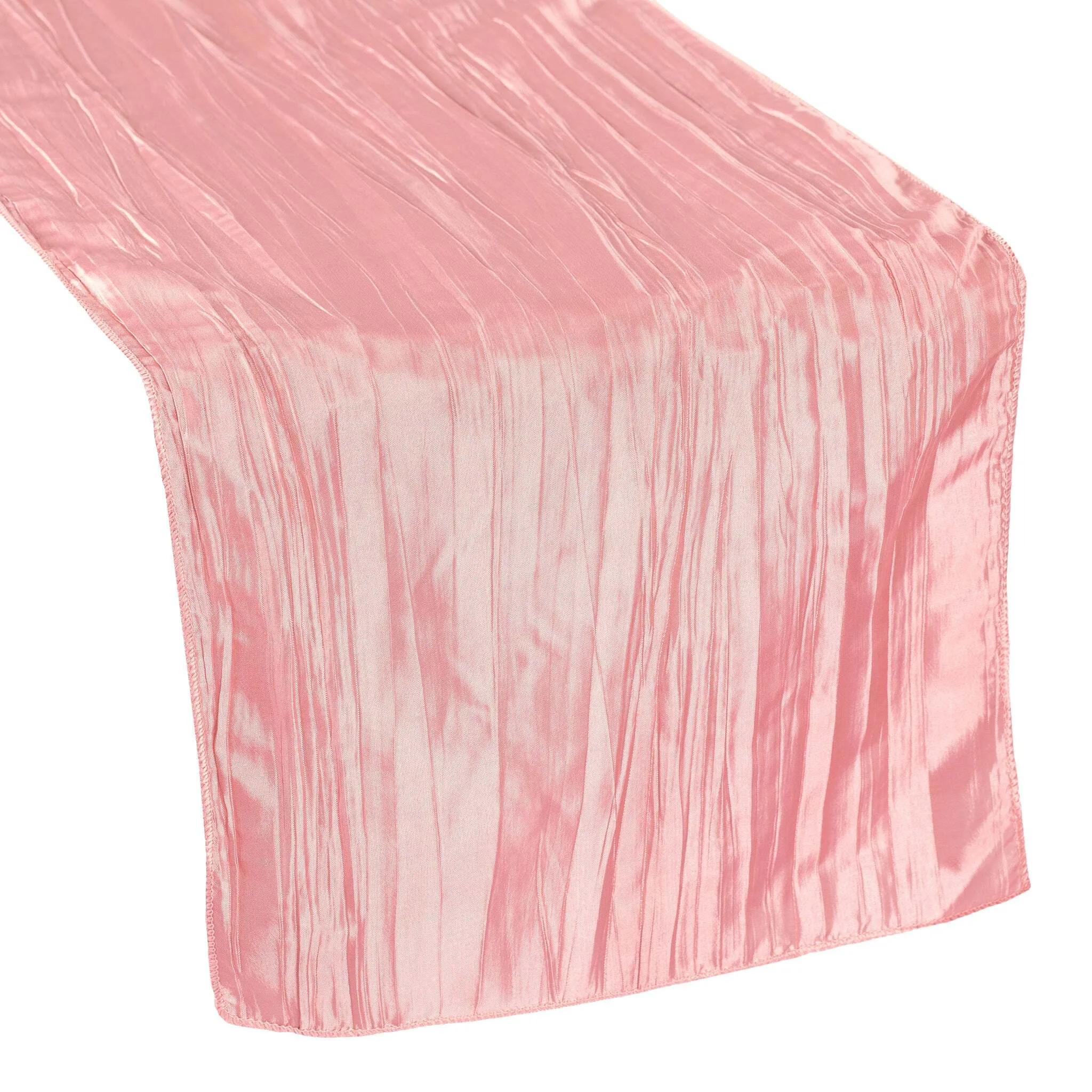 Accordion Crinkle Taffeta Table Runner - Dusty Rose/Mauve