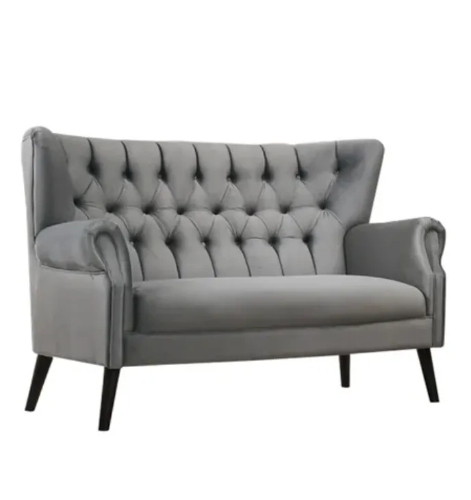 Grey Velvet Double Seater Settee