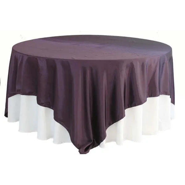 Square 90"x90" Satin Table Overlay - Eggplant/Plum