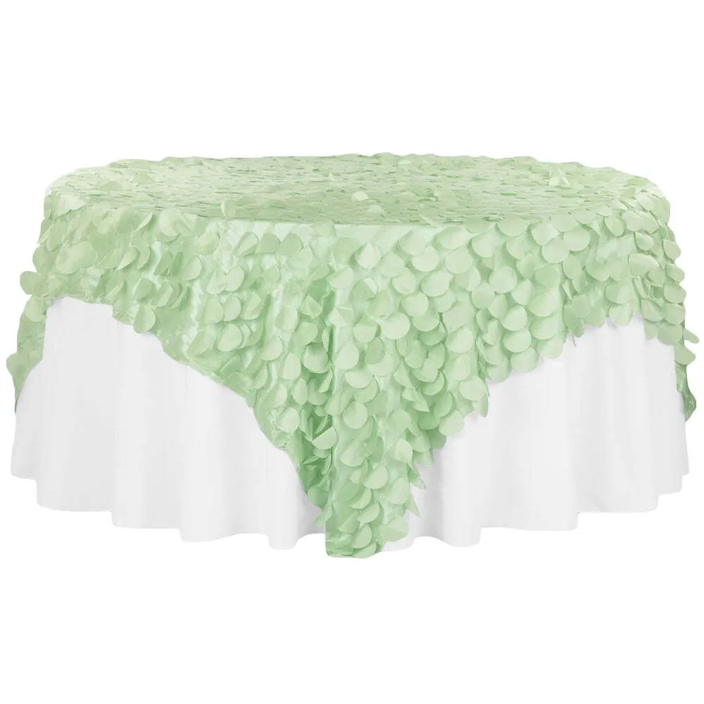 Petal Circle Taffeta 90"x90" Square Table Overlay - Mint Green
