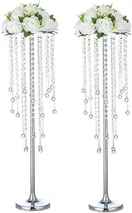 2pcs Wedding Home Decoration Flower Road Leads Gold Acrylic Crystal Wedding Table Centerpiece