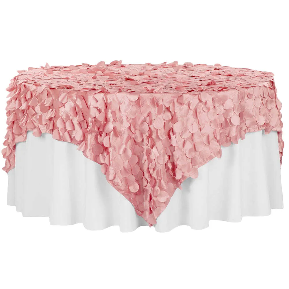 Petal Circle Taffeta 90"x90" Square Table Overlay - Dusty Rose/Mauve