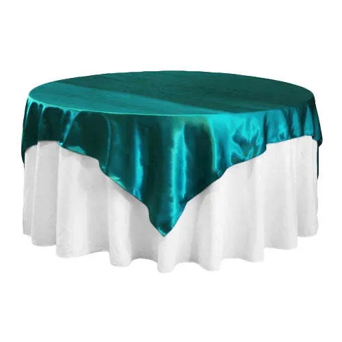 Square 72" Satin Table Overlay - Dark Turquoise