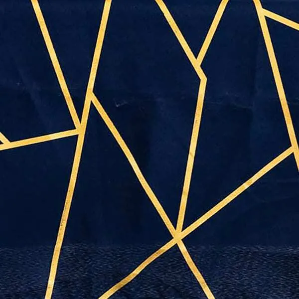 6' GOLD FOIL NAVY BLUE Rectangular Linen