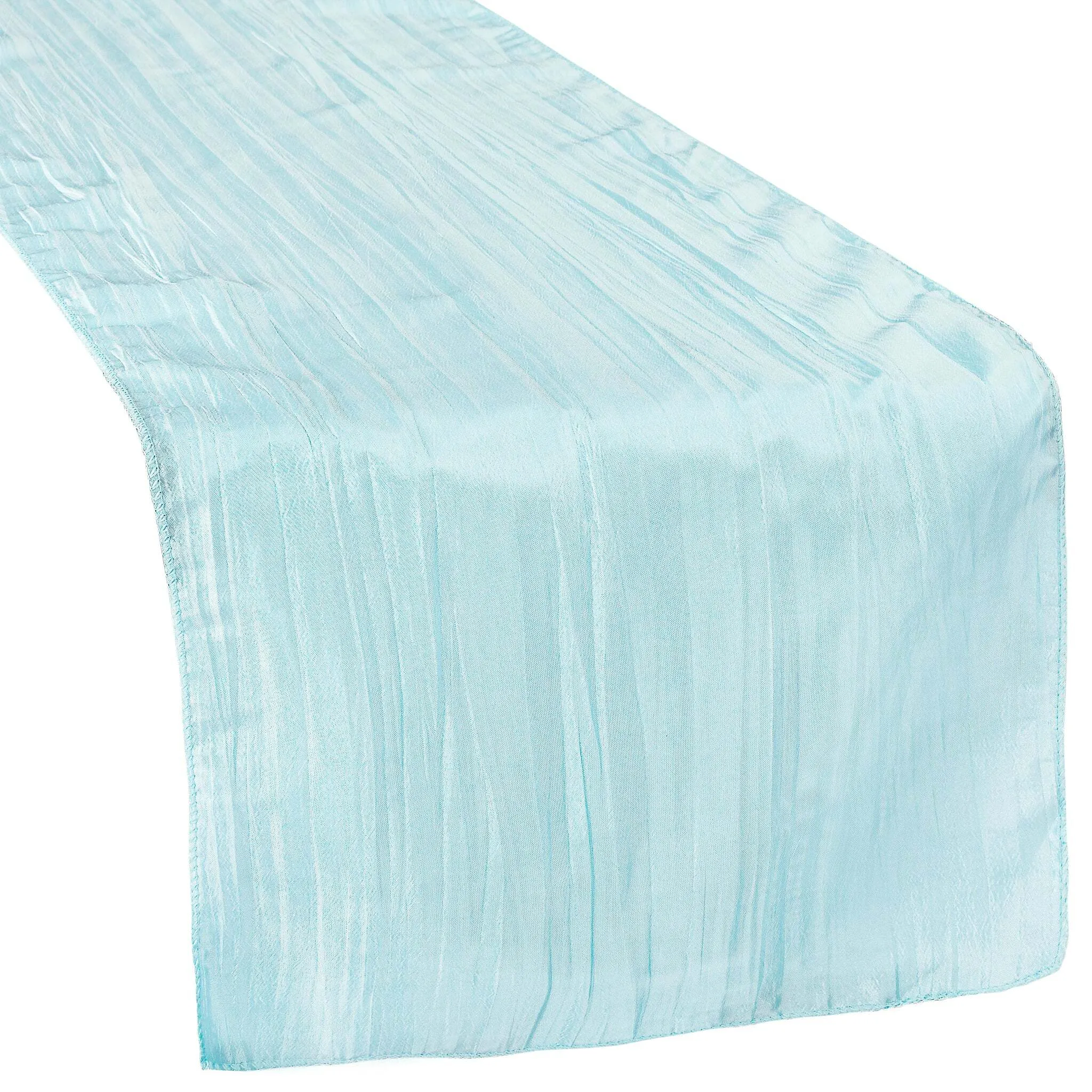 Accordion Crinkle Taffeta Table Runner - Baby Blue