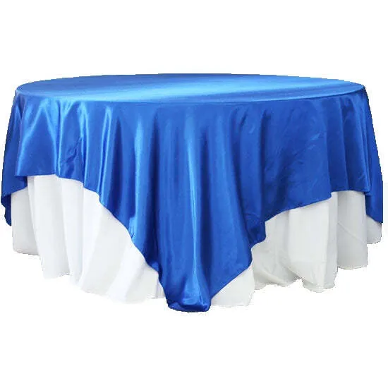 Square 90"x90" Satin Table Overlay - Royal Blue