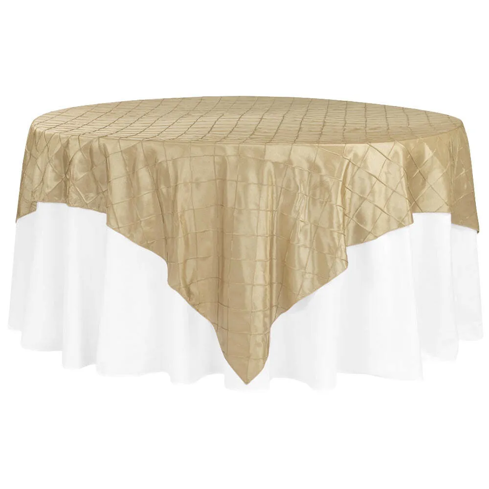 Pintuck 90"x90" square Table Overlay - Champagne