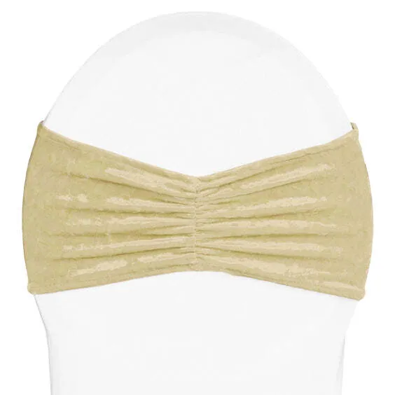 Velvet Ruffle Stretch Chair Band - Champagne