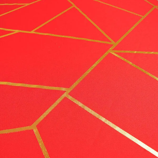 8' GOLD FOIL RED Rectangular Linen