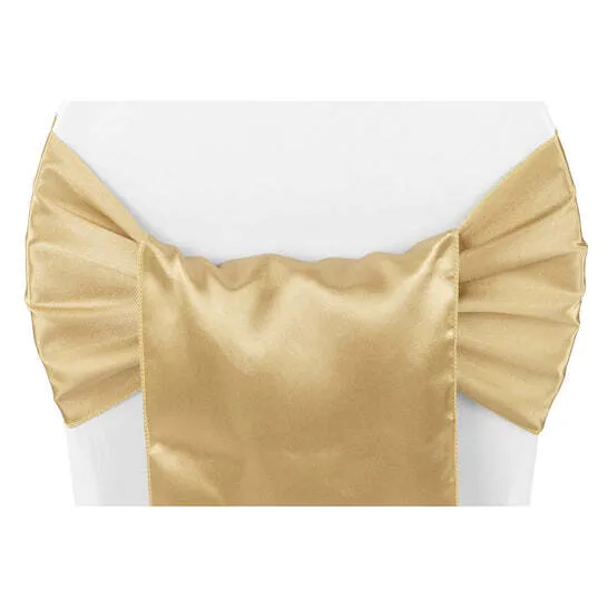 Wide Satin Chair Sash - Gold Antique