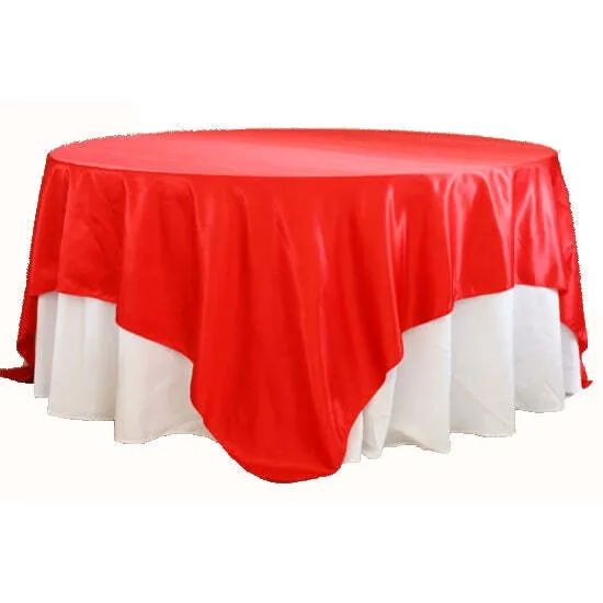 Square 90"x90" Satin Table Overlay - Red
