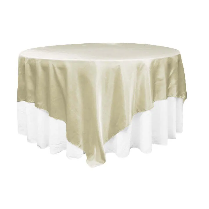 Square 90"x90" Satin Table Overlay - Ivory