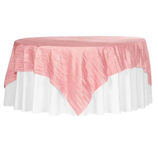 Accordion Crinkle Taffeta Table Overlay Topper 85"x85" Square - Dusty Rose/Mauve