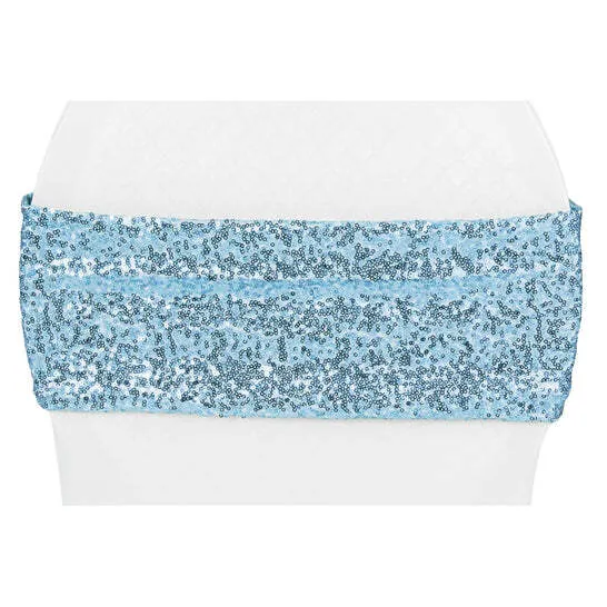 Glitz Sequin Spandex Chair Band - Baby Blue