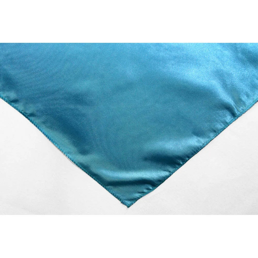 Square 54" Satin Table Overlay - Aqua Blue