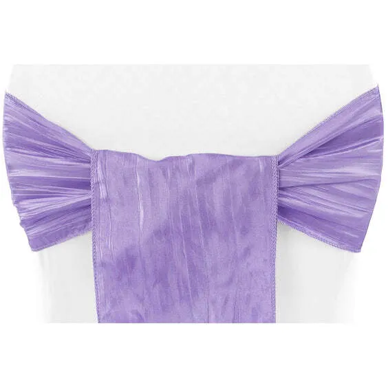 Accordion Crinkle Taffeta Chair Sash - Victorian Lilac/Wisteria