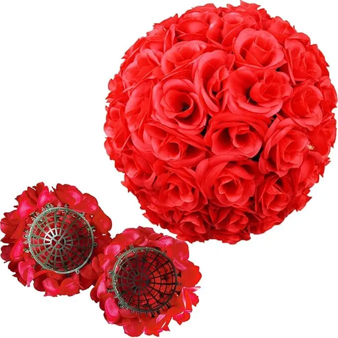 10 Pack Artificial Flower Ball, 9 Inch Kissing Balls Bouquet Decoration