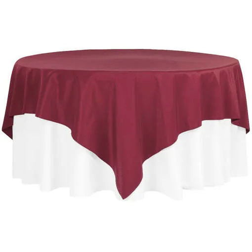 Polyester Square 90"x90" Overlay/Tablecloth - Burgundy