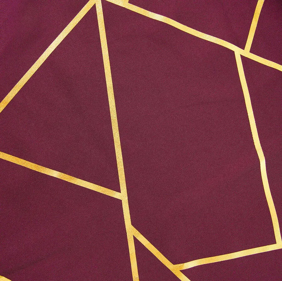 120" GOLD FOIL BURGUNDY Round Linen
