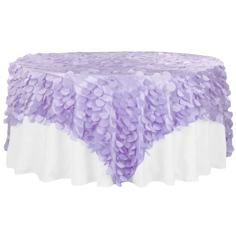 Petal Circle Taffeta 90"x90" Square Table Overlay - Lavender