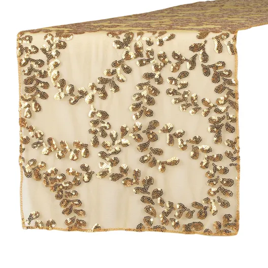 Sequin Vine Table Runner - Gold