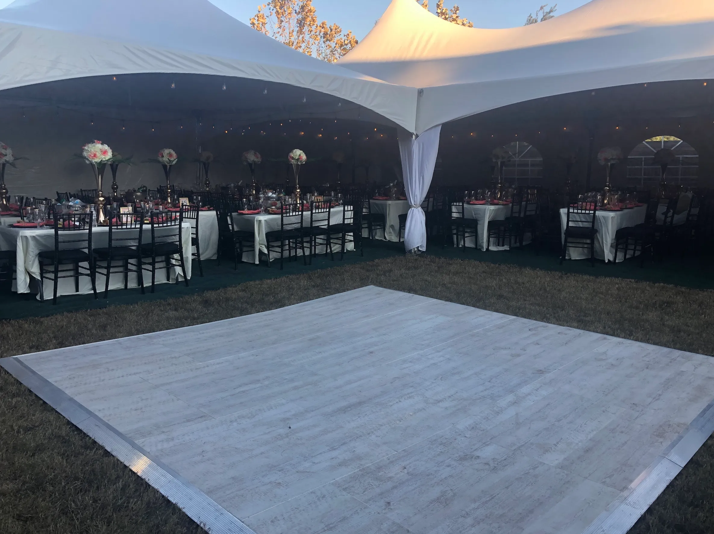 18' x 18' White Washed Outdoor Dance Floor