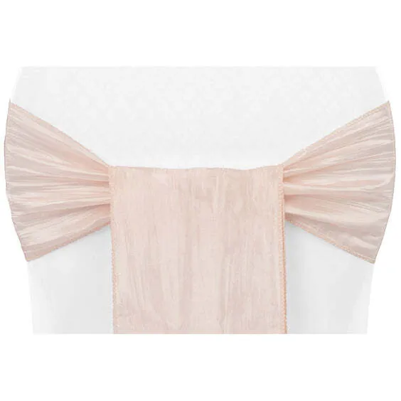 Accordion Crinkle Taffeta Chair Sash - Blush/Rose Gold